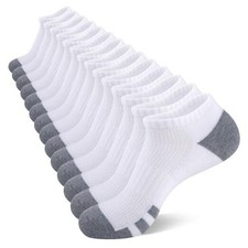 7 Pairs Mens Cushioned Ankle Socks Low Cut Athletic Breathable 7 Pack White
