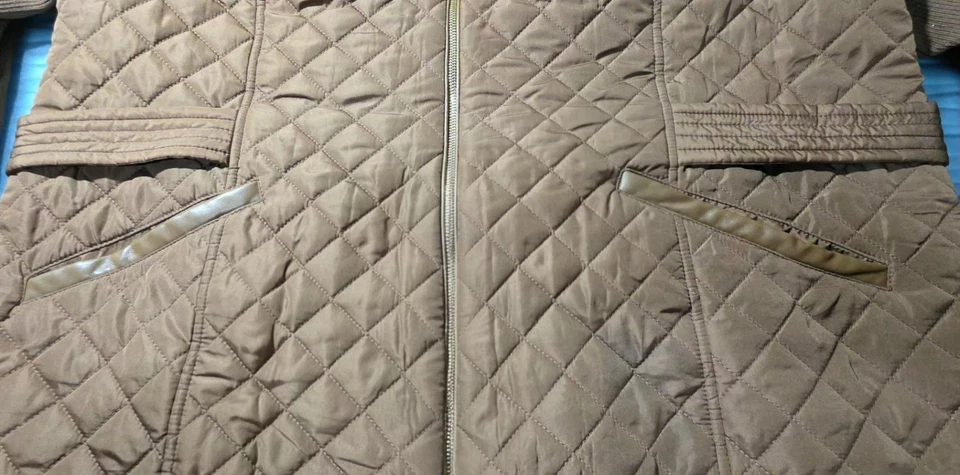 Chaqueta Marc New York Andrew Marc Mujer 3X Abrigo Marrón Acolchado Puffer Imitación Piel Foto 3 de 4