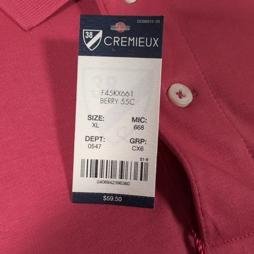 Cremieux Classics Men's XL Supima Cotton Polo Shirt Berry Pink NEW Org. $59.50 - Picture 5 of 7