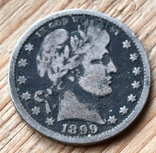 1899 Quarter Dollar Barber USA silver .900