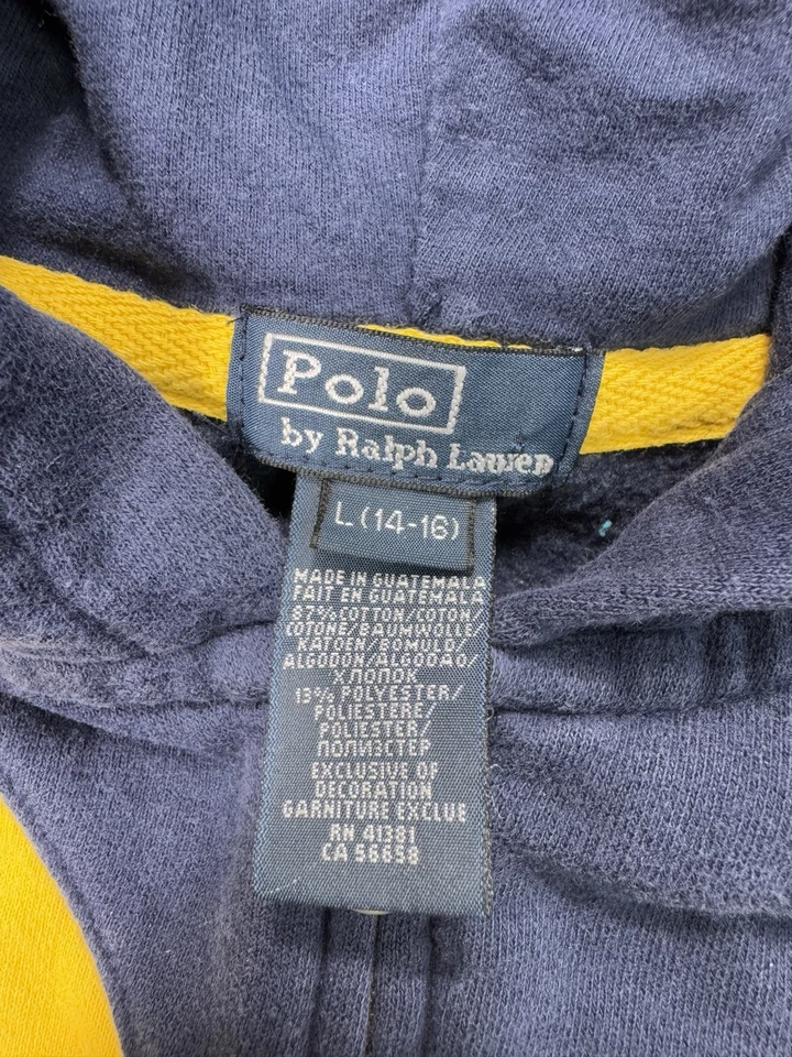 Ralph Lauren Polo Juvenil Sudadera con Capucha LG 14-16 Big Pony Cremallera Completa Azul Verde Amarillo Foto 3 de 4