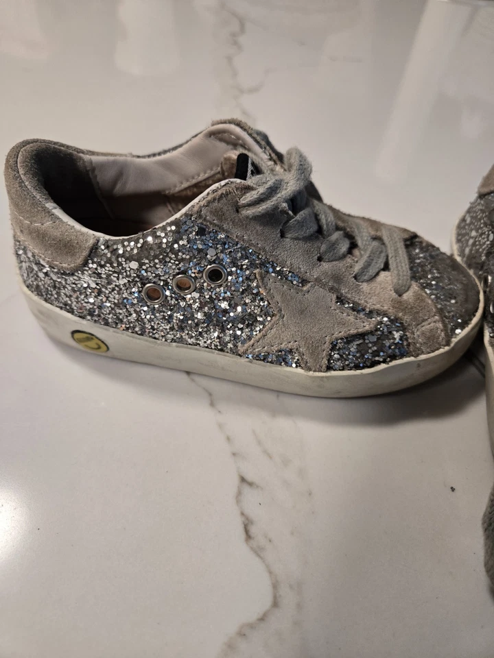 Authentic Toddler Golden Goose Super Star Classic Glitter Sneaker Size 24 - Image 4 of 4