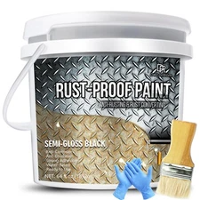 Rust Converter Paint - 64oz Water-Based Rust Reformer & Metal Primer, Semi-Gl...