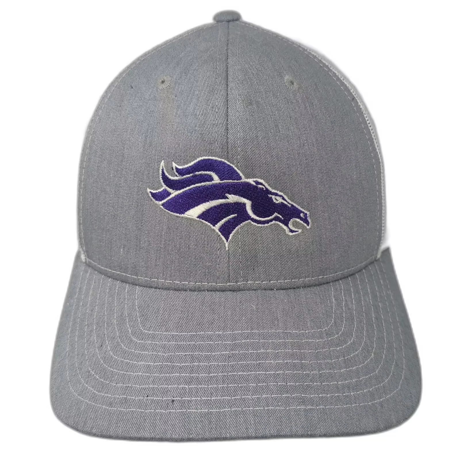 Richardson Trucker Hat Gray White One Size Football Logo Embroidered Adjustable