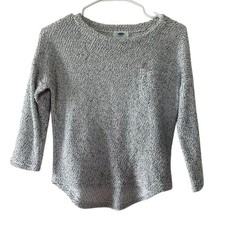 EUC Old Navy Black and White Boucle Pocket Sweater Girls sz L