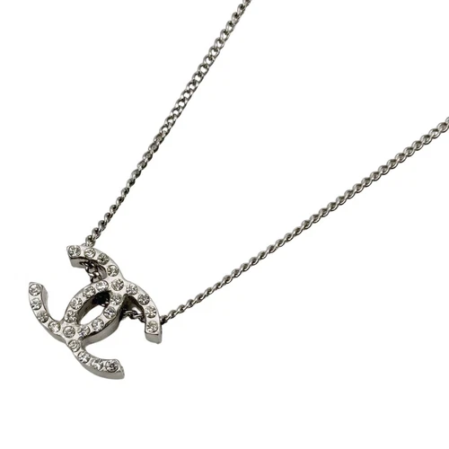 Collana CHANEL Doppio Lato Marca Coco Strass Argento 10A