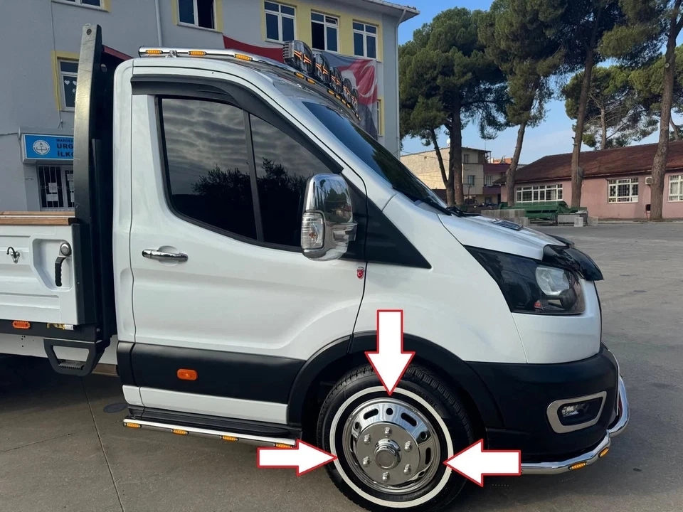 Chrome 16" Universal Front Rear Twin Wheel Trim Covers To Fit For Transit Truck - Image 2 of 4