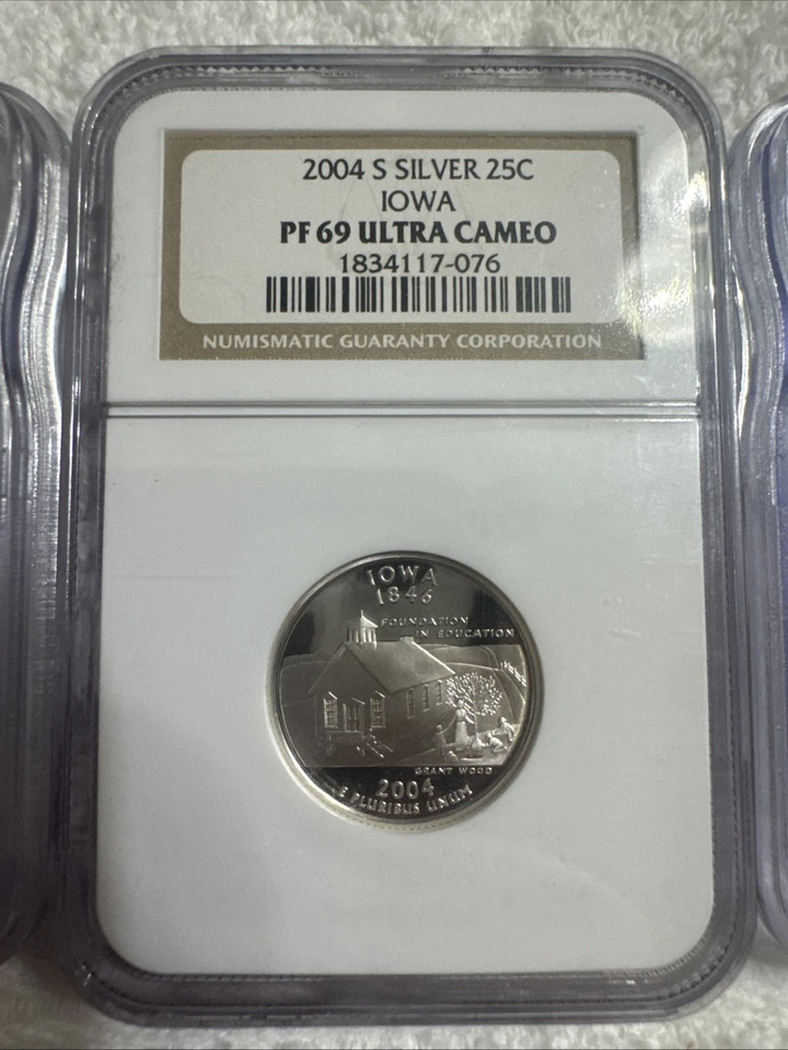 Lot of 3 2001-S PR69 DCAM,2004-S Silver PF69 UltraCam,&2005-P SP69 Satin Finish - Image 3 of 4