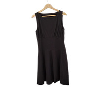 Quince Women Organic Stretch Jersey Drop Waist Mini Dress TRUE Black L