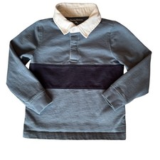 Tommy Bahama Boys Long Sleeve Rugby Polo Shirt Size XS/4 100 Cotton Blue EUC