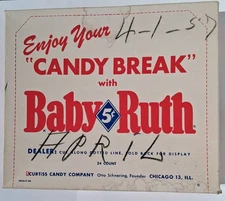 1950s Baby Ruth Candy Bar Vtg Advertising Store Display Box  Curtiss White