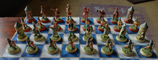 VINTAGE HAND PAINTED METAL CHESS SET MEDIEVAL CRUSADER THEMED