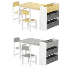 Qaba Kids Desk and Chair Set, Activity Craft Table for 3-8