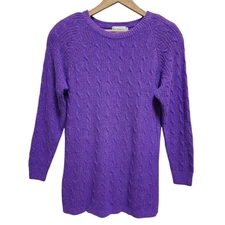 Breckenridge Sweater Womens Sz S Purple Silk Agora Wool Knit Long Slv Tunic Soft