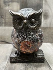 Vintage Tiffany-Style Mosaic Stained Glass Owl Table Lamp Night Light 6.5"