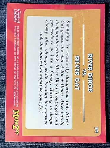 2022 Topps chrome MetaZoo Battles insert réfracteur rivière dinosaures vs argent chat B4 - Photo 2 sur 2