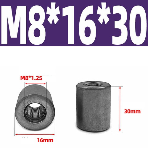 M8-M20 Threaded Sleeve Rod Bar Stud Round Connector Nut A3 carbon steel Nuts - Picture 56 of 182