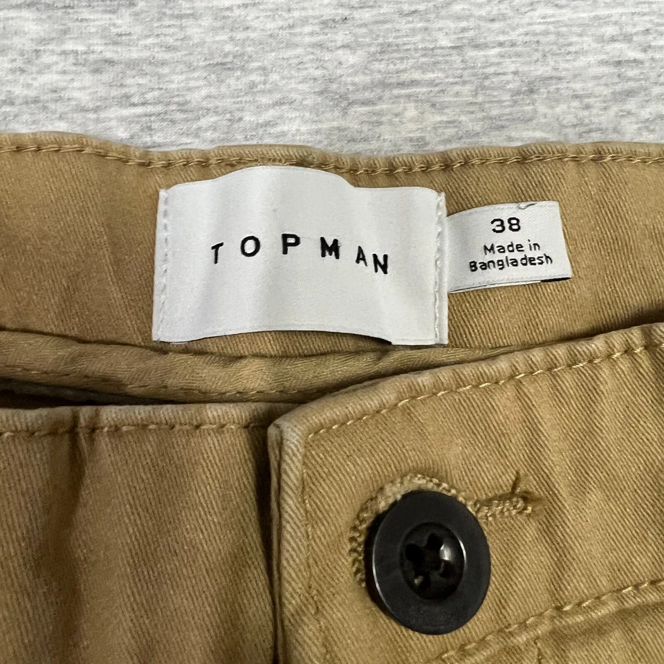 Pantalones Cortos Topman Para Hombre 38 Tostado Moderno Club Caqui Estilo Chino Elástico Dobladillo Enrollado 7.5" Foto 2 de 4