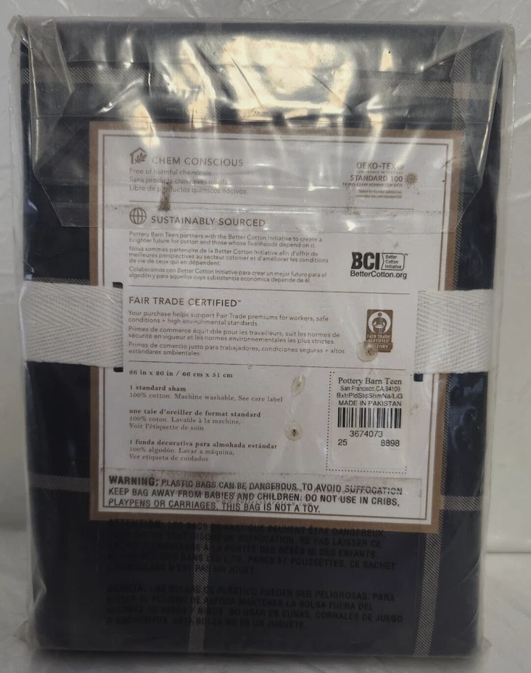 Pottery Barn Teen Boxter Cuadros Estándar 1 Fham 26" x 20” Azul Marino Gris Claro Foto 2 de 2