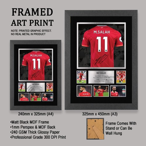 Mo Salah Liverpool FC Pre-Print Poster - Framed/Unframed, A4/A3, Personalised - Picture 7 of 8
