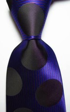 New Classic Dot Black Purple Blue JACQUARD WOVEN Silk Men's Tie Necktie