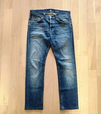 7 For All Mankind Jeans Men Rhigby Blue Sz.33 W34 L30 Slim Straight Authentic