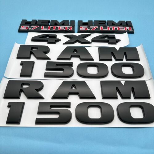 5PCS Set 3D Raised Emblem Letter Badge Fits for RAM 1500 HEMI 5.7LITER 4x4 Model - Picture 2 of 9