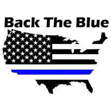 Vinyl Decal for Window - Back The Blue (Police), American Flag, United States