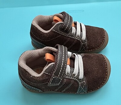 NWOT Stride Rite SRT Daniel Brown Leather Sneakers Shoes Toddler Boys Sz 5 W