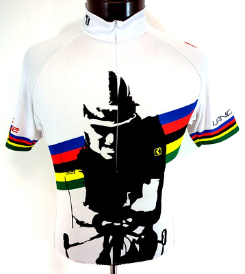 LANCE SOBIKE Cycling Jersey 1/2 Zip LANCE ARMSTRONG White Multi Men's L RARE *