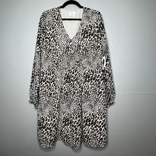 Time and Tru Dress Womens Long Sleeve Cheetah Animal Print Lined Size L
