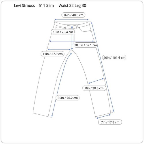 Levi 511 Slim Jeans Straight Stretch Blue Waist 32 Leg 30 W32 L30 Zip Fly (Q6534 - Picture 9 of 9