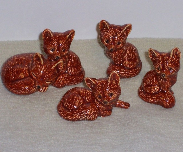 Ceramic Fox Set of 5, Hand Painted eBay
