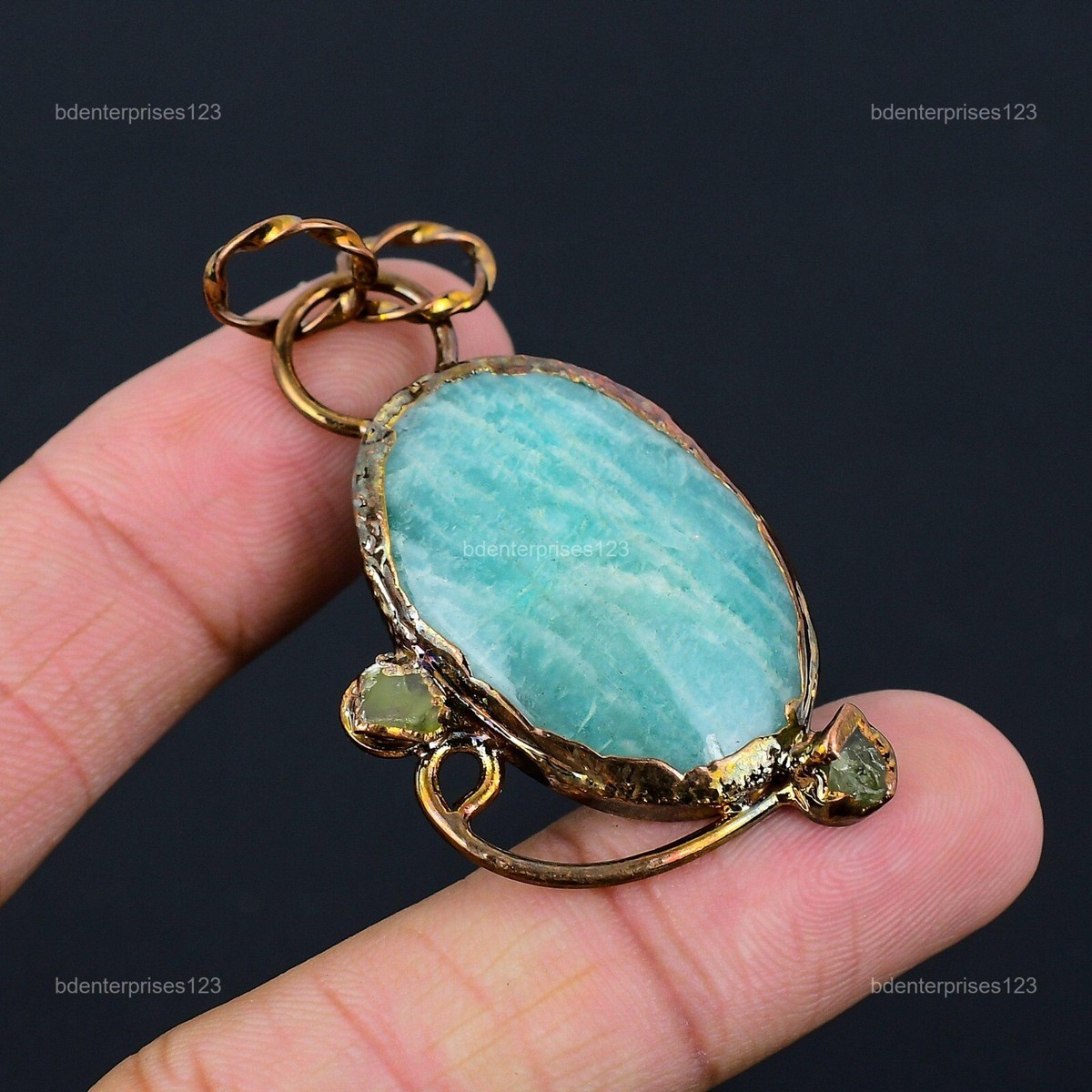 Boho Amazonite Pendant Boho Vintage Amazonite Bead Necklace