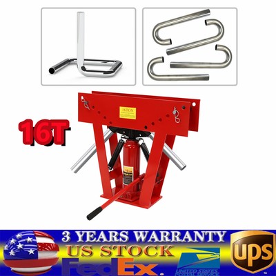 Hydraulic Pipe Tube Bender Tool Manual Heavy-Duty Pipe Bending Machine 16T Red