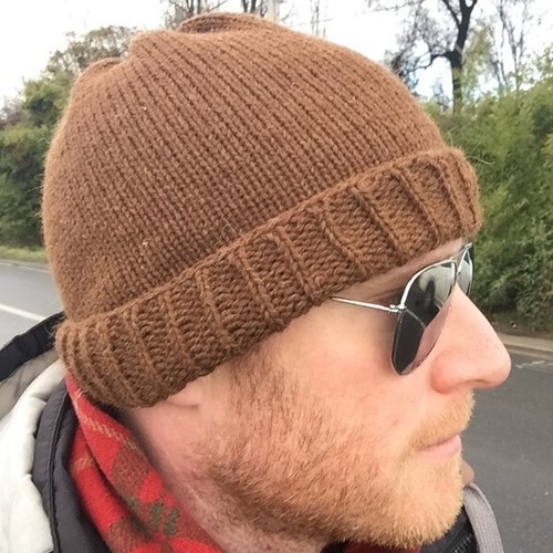 Fisherman Winter Beanie Hat Hand Knit in Soft Warm Brown Alpaca Wool - Picture 5 of 16