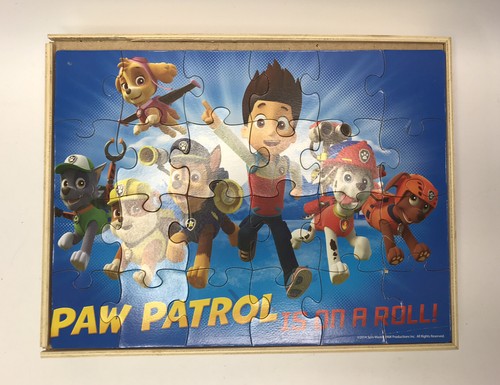 Set of 2 Wood box Full Of Puzzles PAW PATROL (5), PJMASKS (7) Numbered, PreOwned