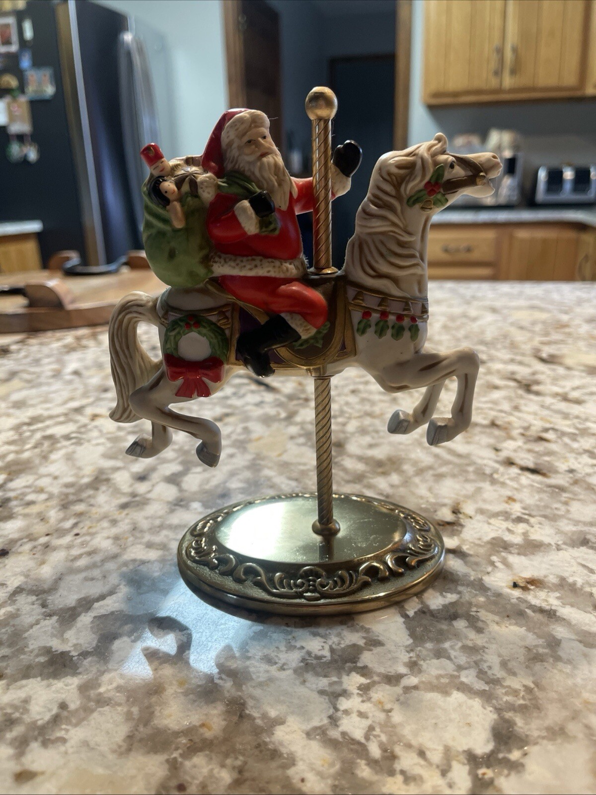 Vintage Santa Riding Carousel Horse Figurine Holidays Home Interiors Homco #5117