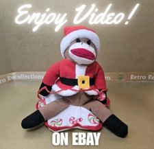 Animated Christmas Plush Toy Holiday Sock Monkey Spinning Dan Dee 2012 10"