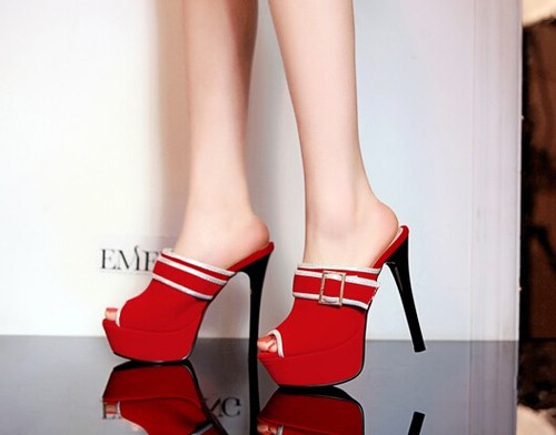 Scarpe ciabatte sabot sandali tacco spillo 13.5 cm rosso stiletto elegante  9286 | eBay