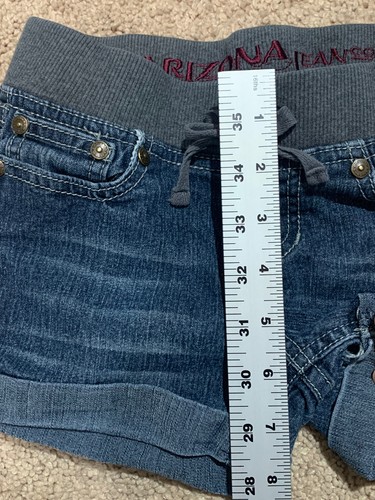 Arizona Girls Original Denim Shorts Size 8 Regular Shortie Pockets Tie Shorts - Picture 9 of 12