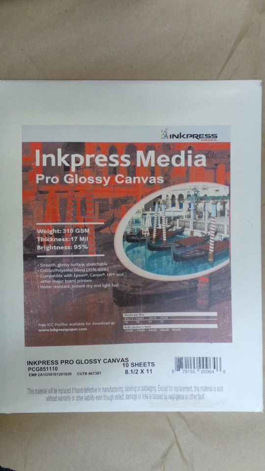 Inkpress Media Pro Glossy Canvas (8.5 x 11", 17 mil, 10 Sheets) - Image 4 of 4