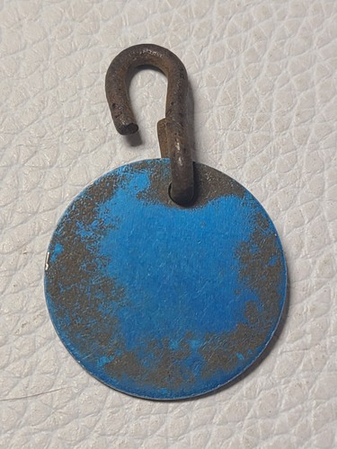 1971 Dog License Tag Mead Nebr 1.25" Blue Round #024 Low Number HTF OOAK Vintage - Picture 3 of 6
