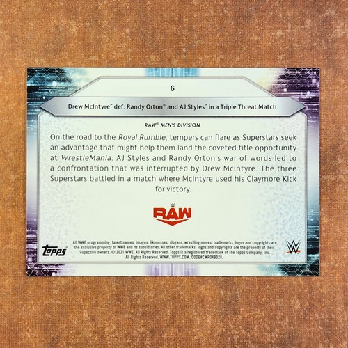 2-12-11 PWE. 2021 wwe foilboard parallel #6 drew mcintyre randy orton aj styles - Picture 2 of 2