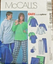 McCall's 4675 Misses Men Pajamas - Tops & Pants / Socks & Blanket L-XL