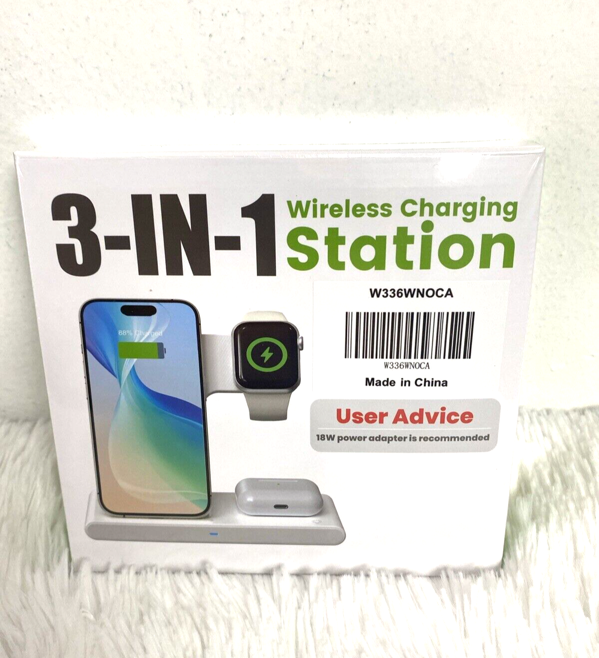 Wireless Charger Station 3-1 Apple Watch Apple AirPods Phone White Travel Office