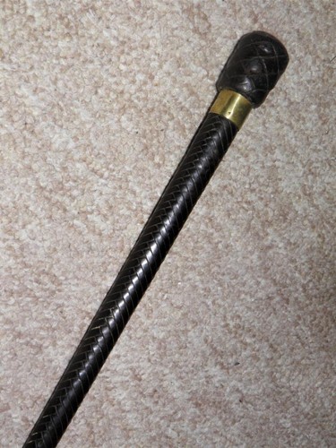 Vintage Military Honi Soit Qui Mal Y Pense Plaited Leather Riding Crop Whip - Picture 5 of 9