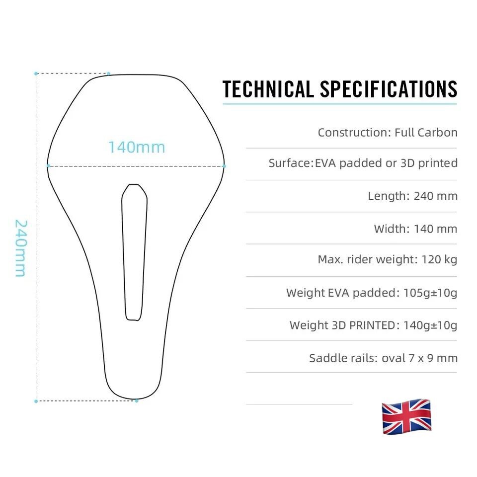 Ultralight Carbon Fibre & 3D Printed Bicycle Saddle Cut Out ROAD/RACE eBay