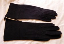 NEW VTG 1950s Paris French NAVY BLUE SUEDE Leather 11" Gloves UNUSED Size 7 1/4