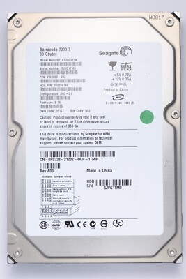Seagate Barracuda 80GB IDE Desktop Festplatte Model ST380011A P/N 9W2003-033